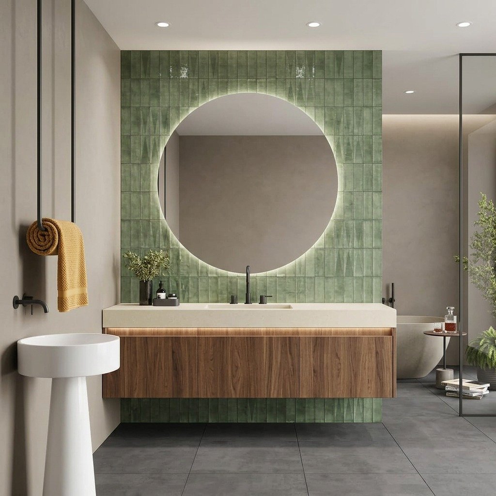 Cl Plaka Wild Green Subway Bathroom Tiles - My Home Studio